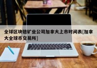 全球区块链矿业公司加拿大上市时间表[加拿大全球币交易所]